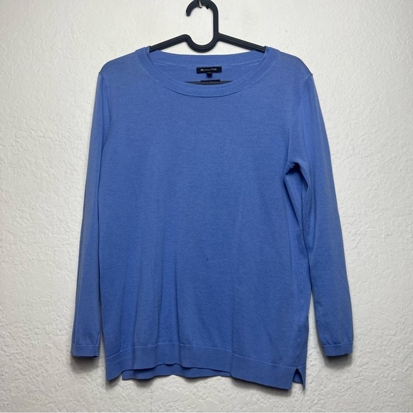 Massimo Dutti Blue Cotton Sweater Casual Blue Long Sleeve Top - Picture 1 of 8